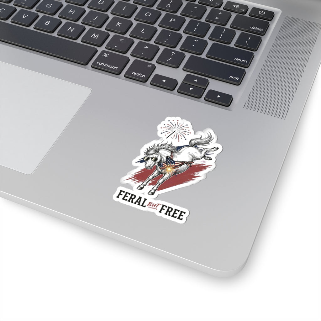 Feral But Free naughty pony sticker, kiss-cut vinyl sticker | witty mental exhaustion