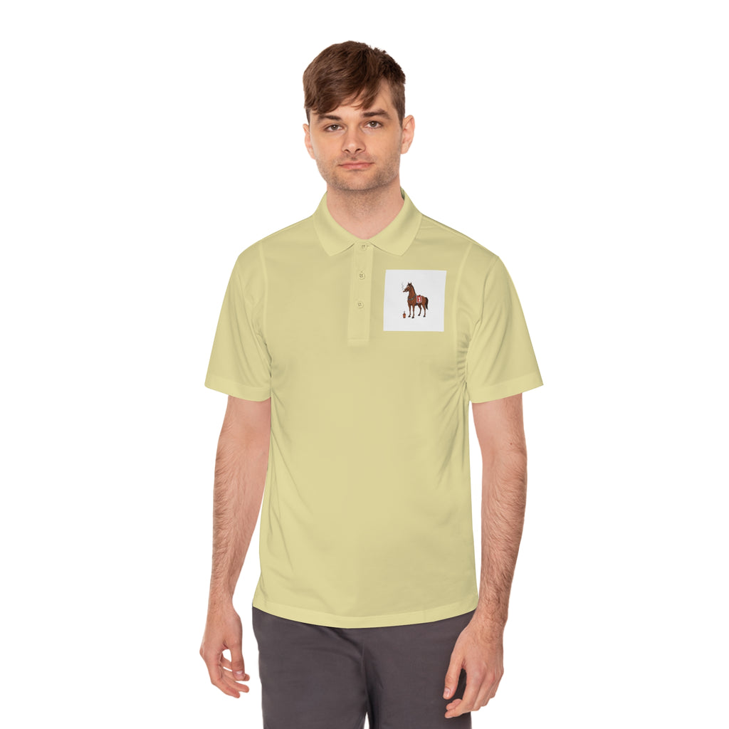 Horse Racing Polo Shirt — Vintage Jockey Saddle & Racing Horse Design