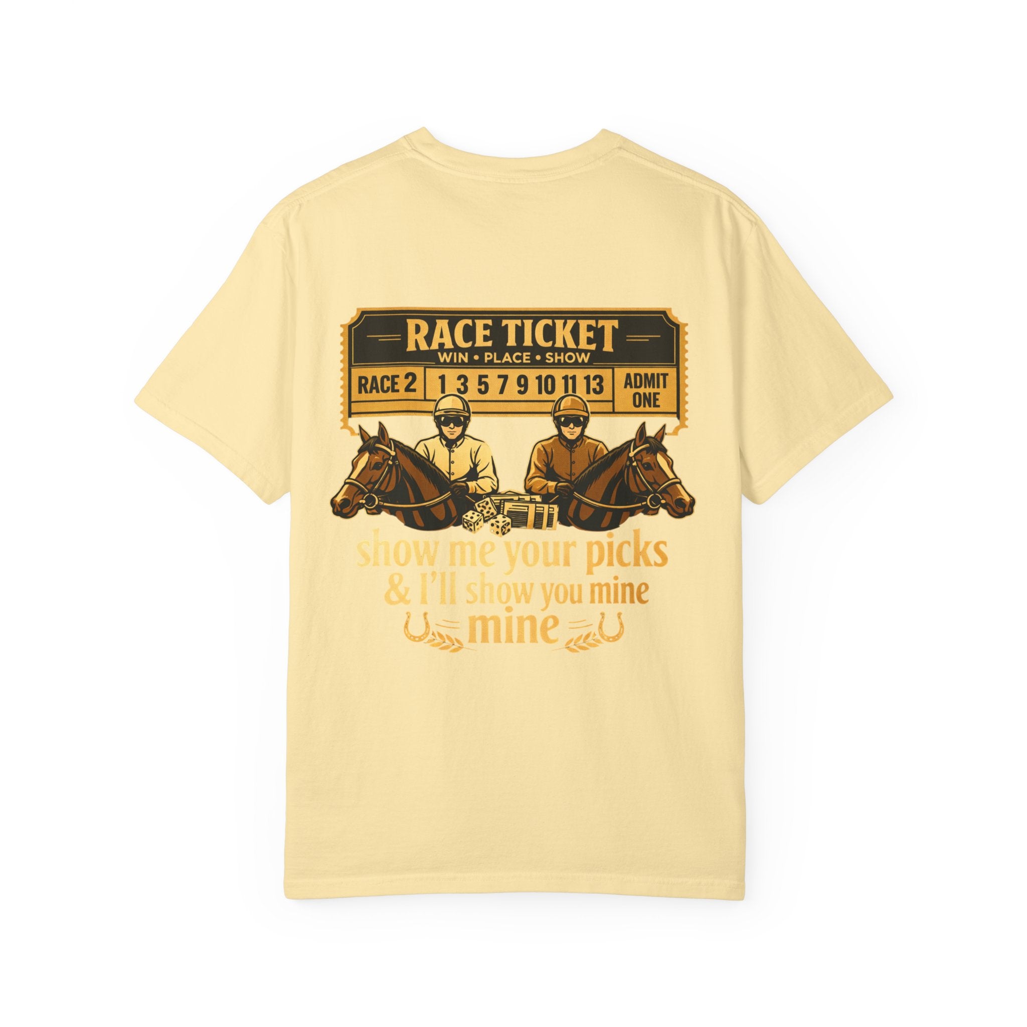 Horse Racing T-Shirt — "Show Me Your Picks" Vintage Race Ticket Design