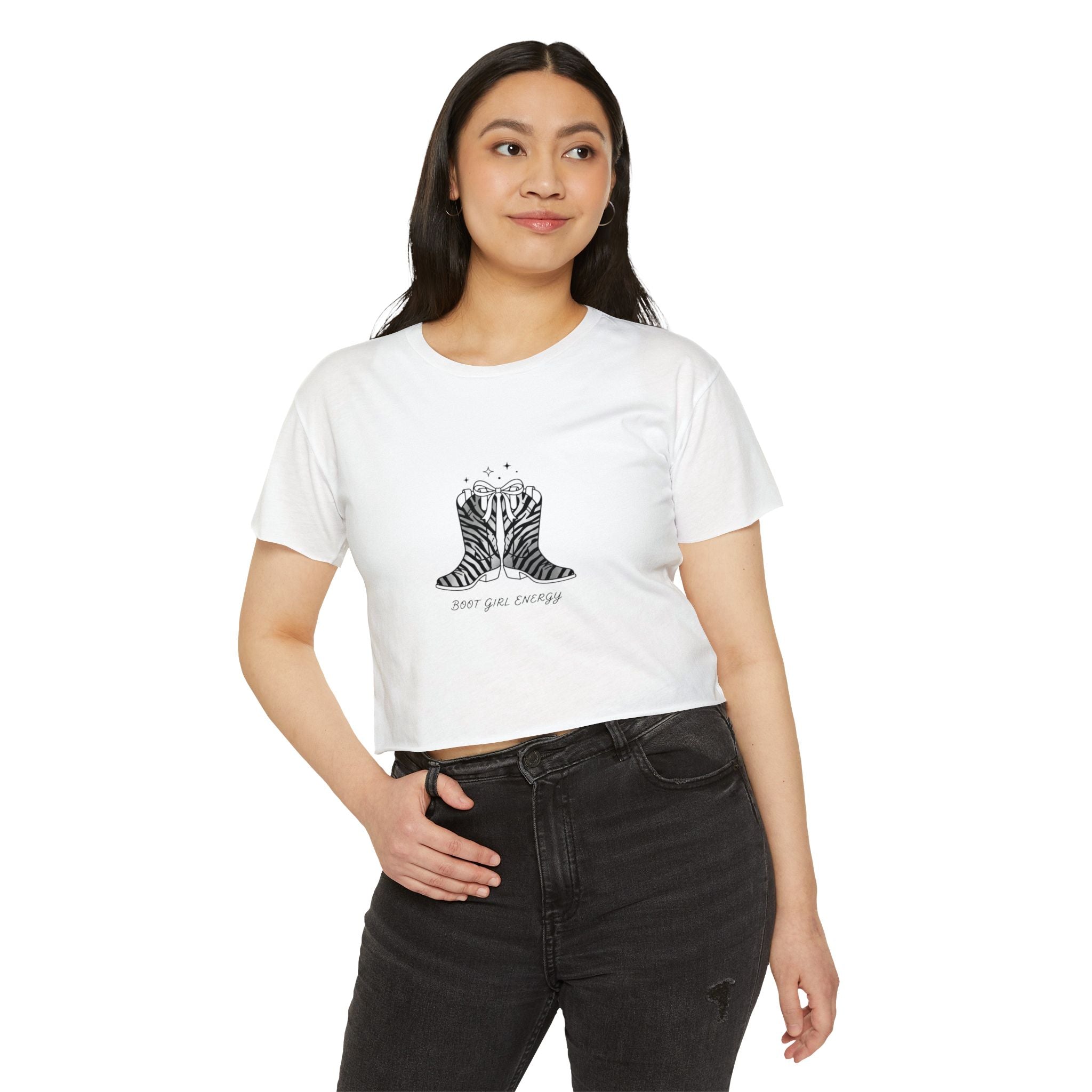 Cowgirl Boots Crop Top — "Boot Girl Energy" Festival Tee