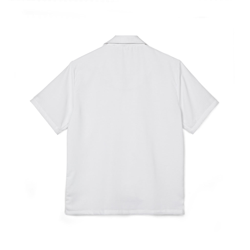 Men's White Button Down Shirt — Subtle Comical Lawn Jockey Print On Collar