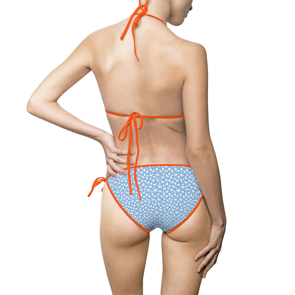 Women's Bikini Swimsuit Playful Horses and Polka Dots