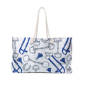 Equestrian Bit Pattern Weekender Bag — Nautical Blue Horse Travel Tote