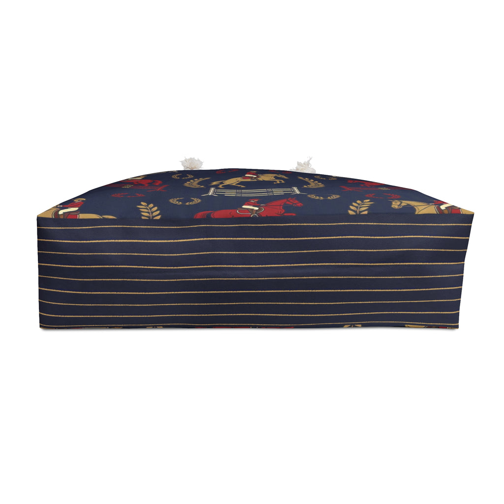 Equestrian Weekender Bag – Navy Horse Riding Pattern Travel Tote
