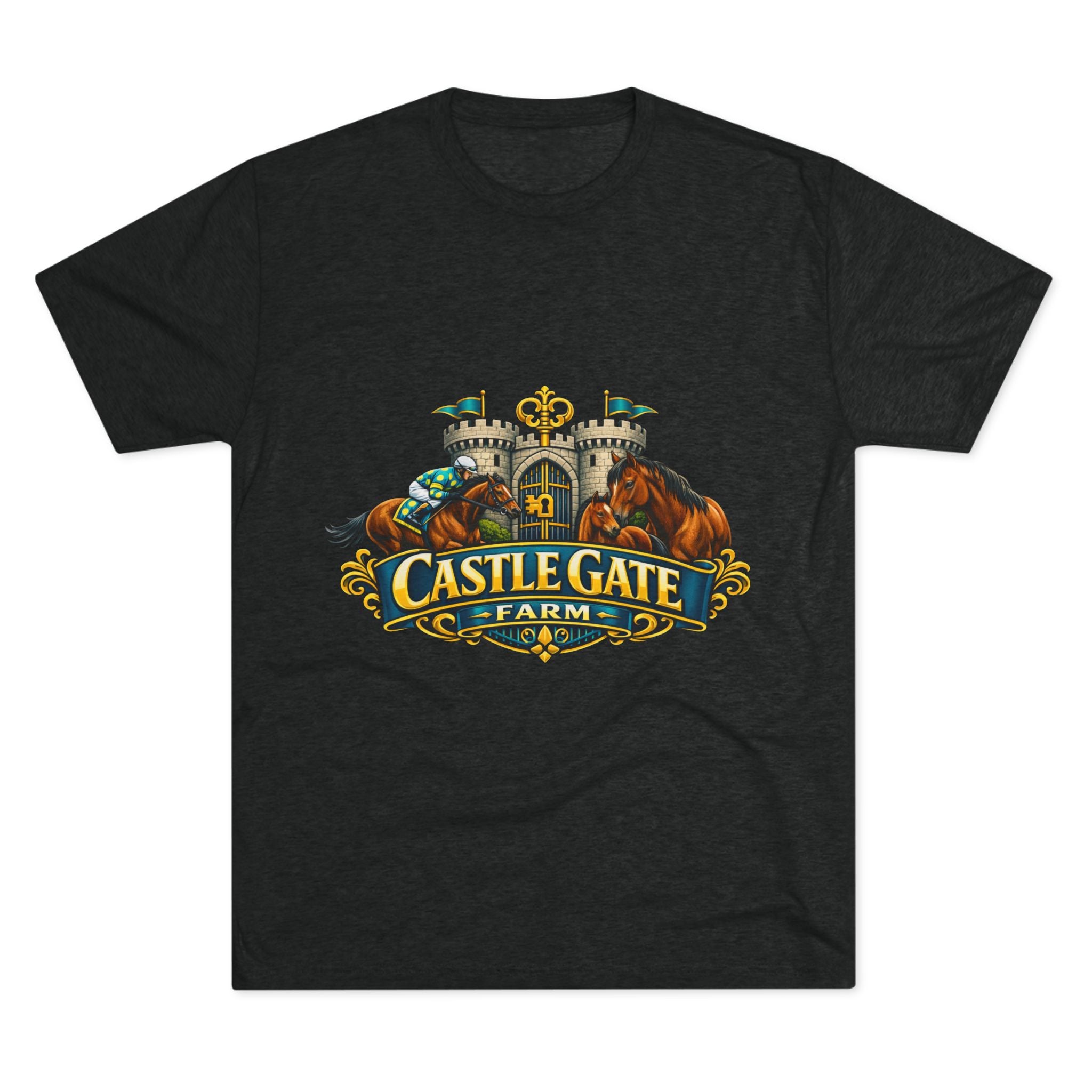 Castle Gate Farm T-Shirt – Retro Crest Logo Tee for Farm Lovers