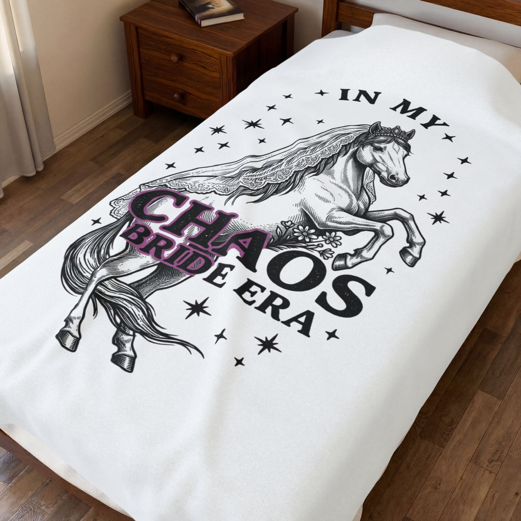 Velveteen Plush Blanket - "In My Chaos Bride Era" Horse Bridal Throw