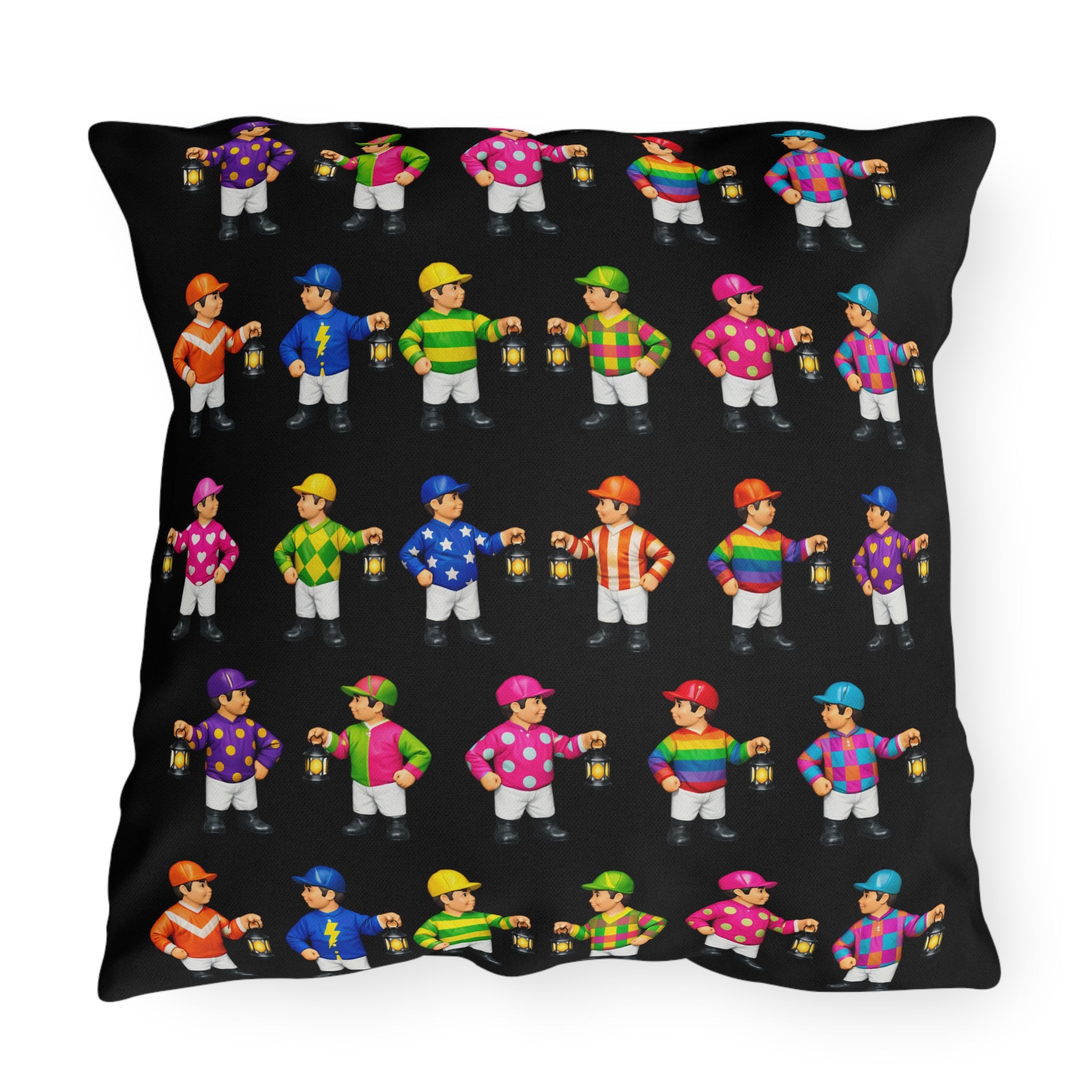 Colorful Comical Lawn Jockey Pattern Outdoor Pillow