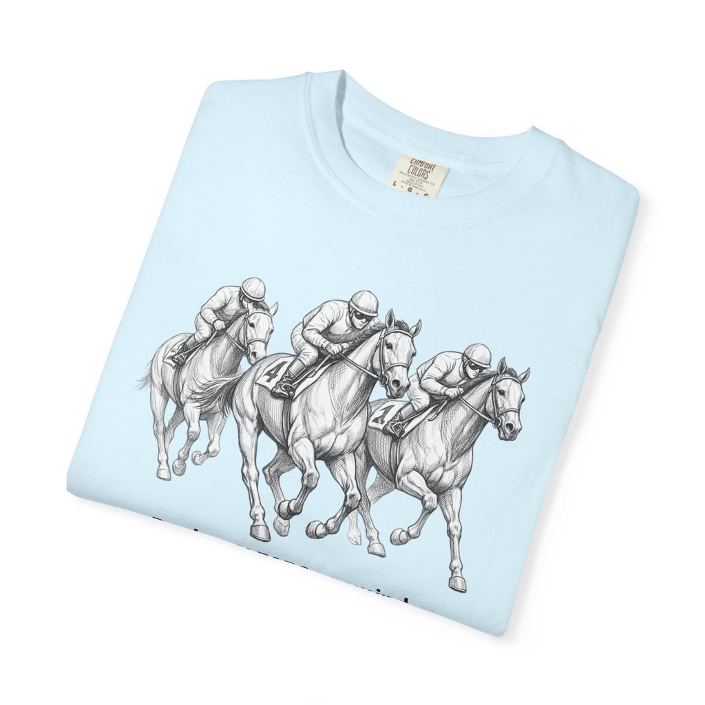 Horse Racing T-Shirt — "Racing CLEARS my mind faster than therapy" Graphic Tee