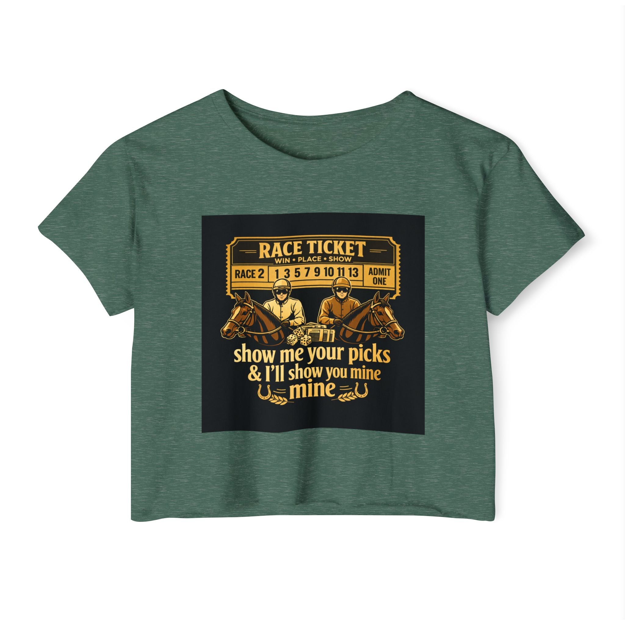 Race Ticket Crop Top — 'Show Me Your Picks & I'll Show You Mine' Horse Racing Tee