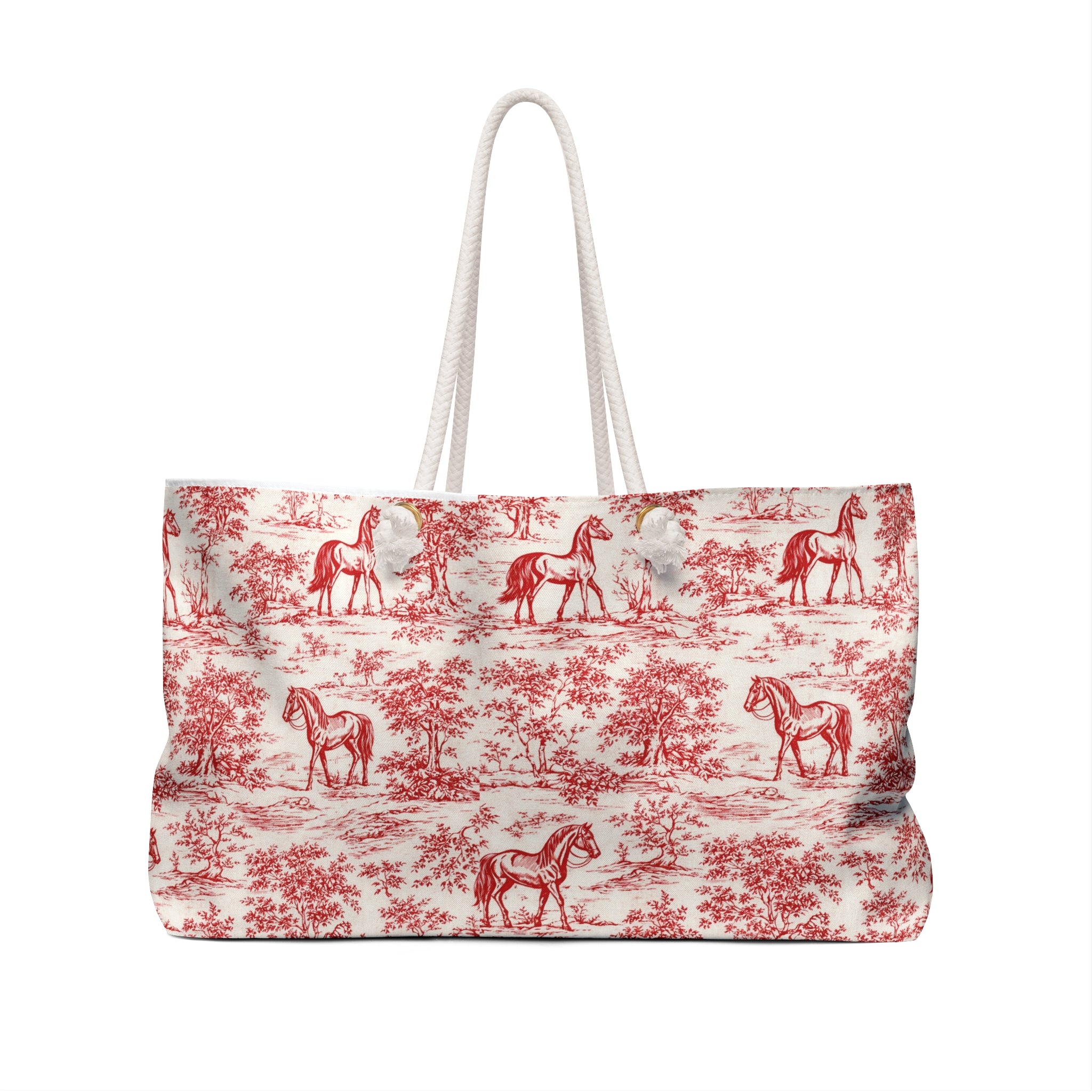 Toile Horse Weekender Bag — Vintage Equestrian Travel Tote