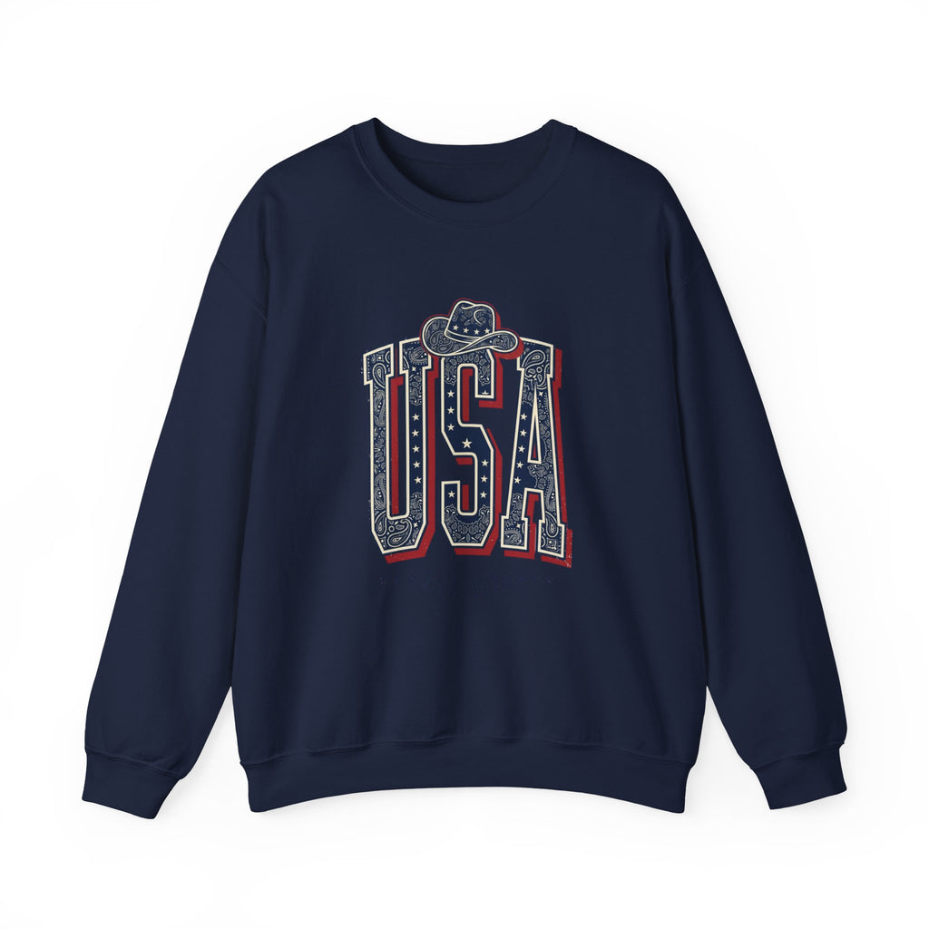 USA Vintage Americana Crewneck Sweatshirt | 4th of July Stars & Red White Blue