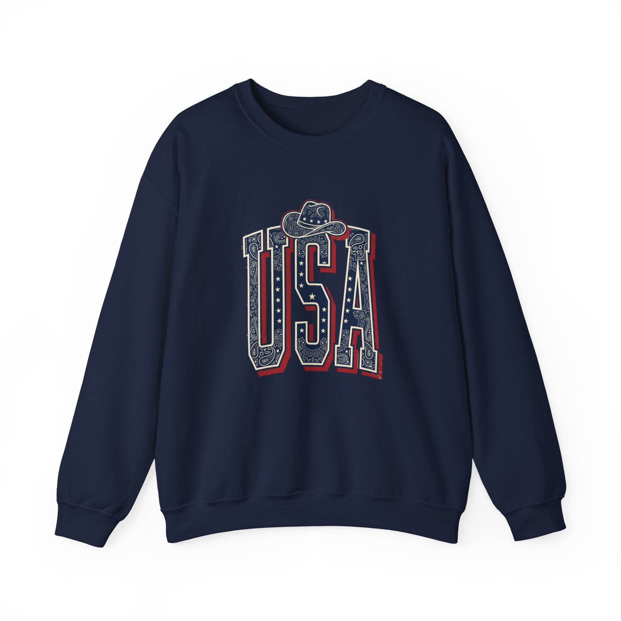 USA Vintage Americana Crewneck Sweatshirt | 4th of July Stars & Red White Blue