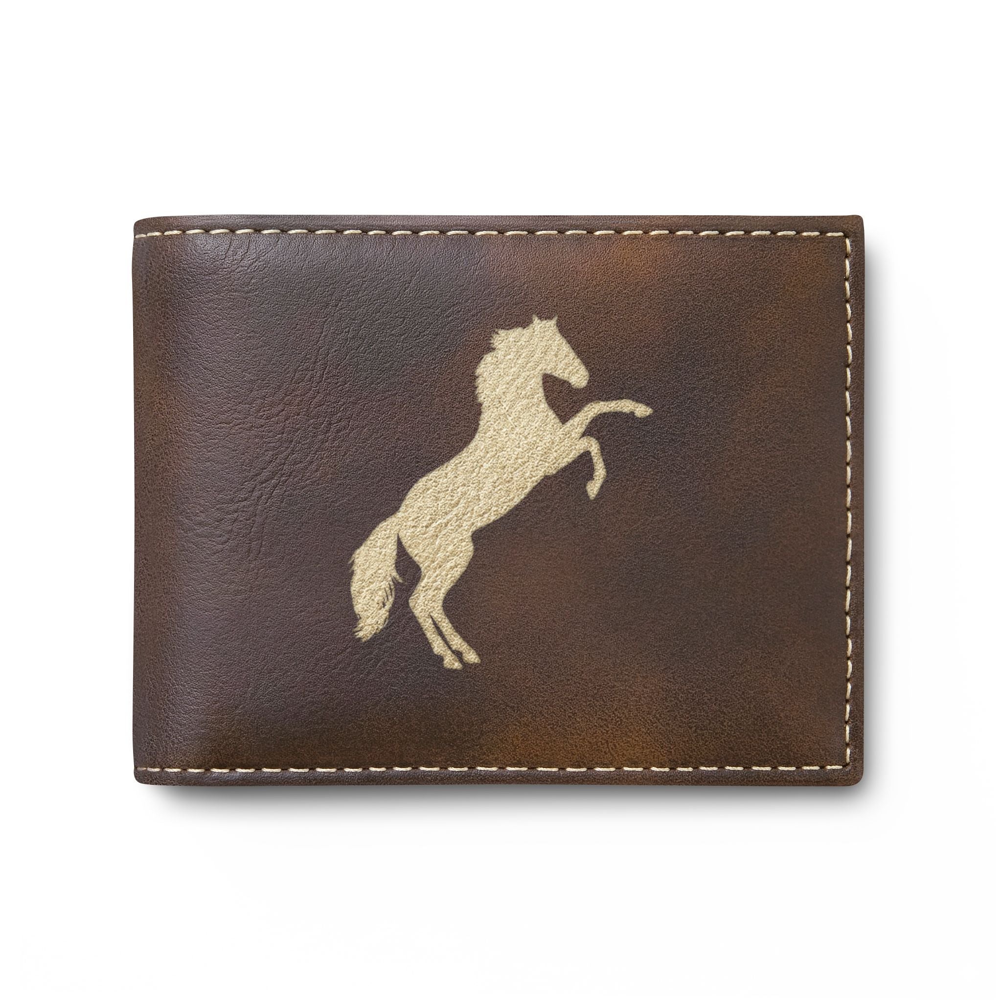 Rearing Horse Bi-Fold Wallet — Leather Wallet with Flip, Equestrian Gift