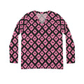 Pink Black Diamond horses cooling V-Neck Long Sleeve — Women's Patterned Top