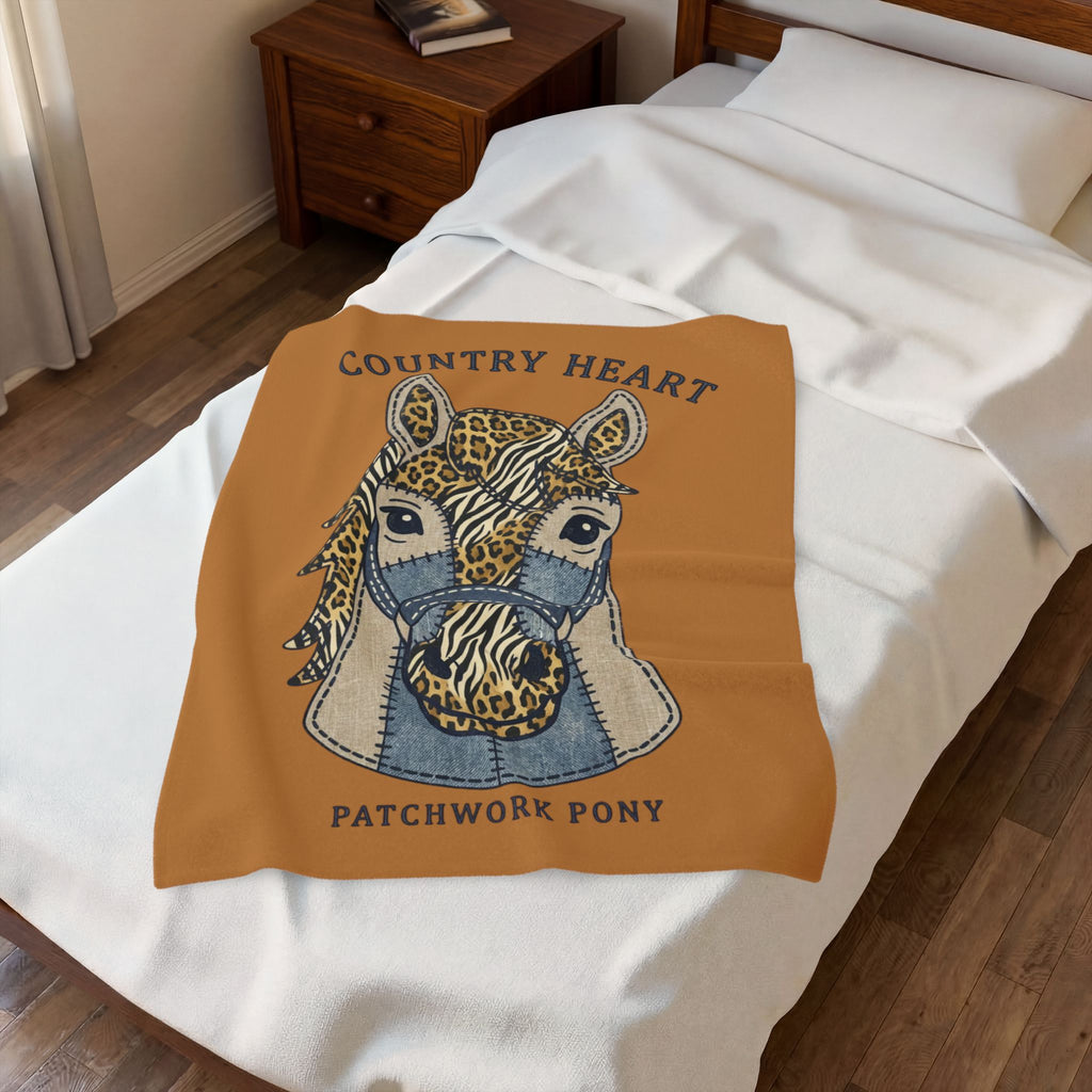 Country Heart Patchwork Pony Velveteen Plush Blanket