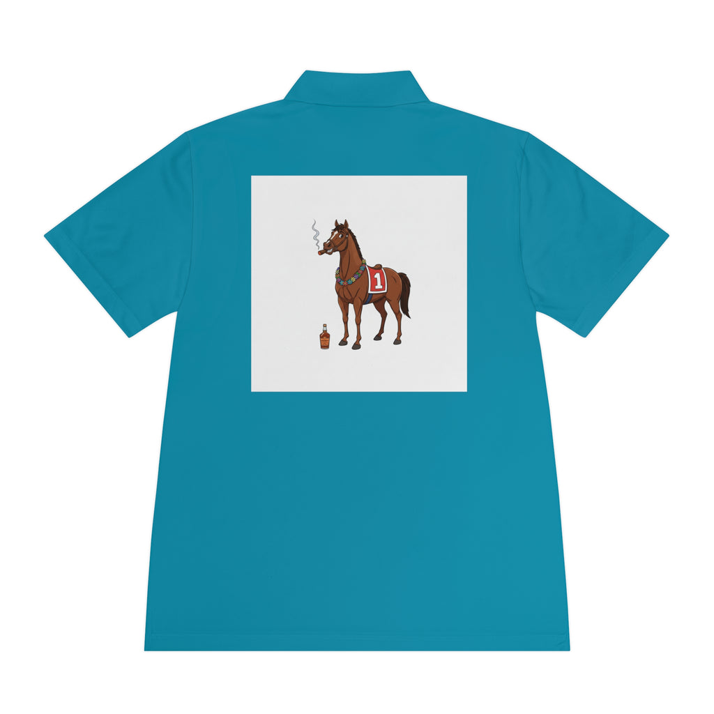 Horse Racing Polo Shirt — Vintage Jockey Saddle & Racing Horse Design