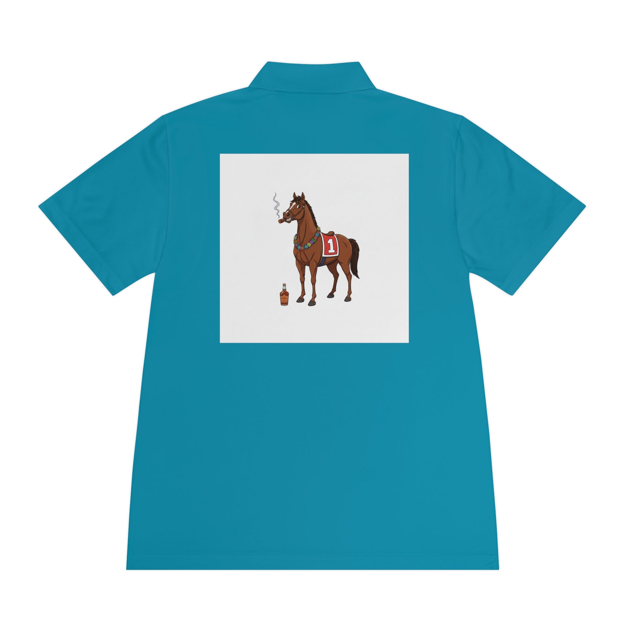 Horse Racing Polo Shirt — Vintage Jockey Saddle & Racing Horse Design