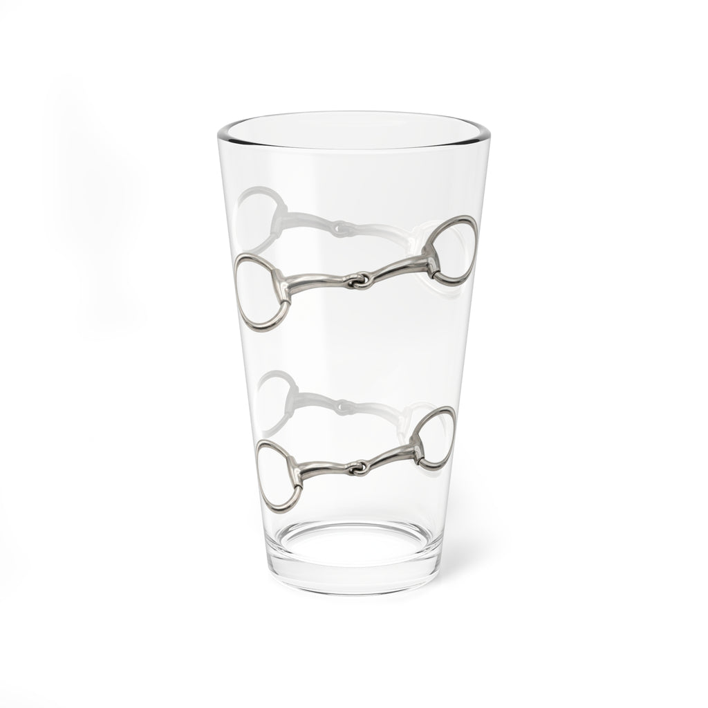 Silver Horsebit 16oz Mixing Glass — Elegant Cocktail Stirring Glass