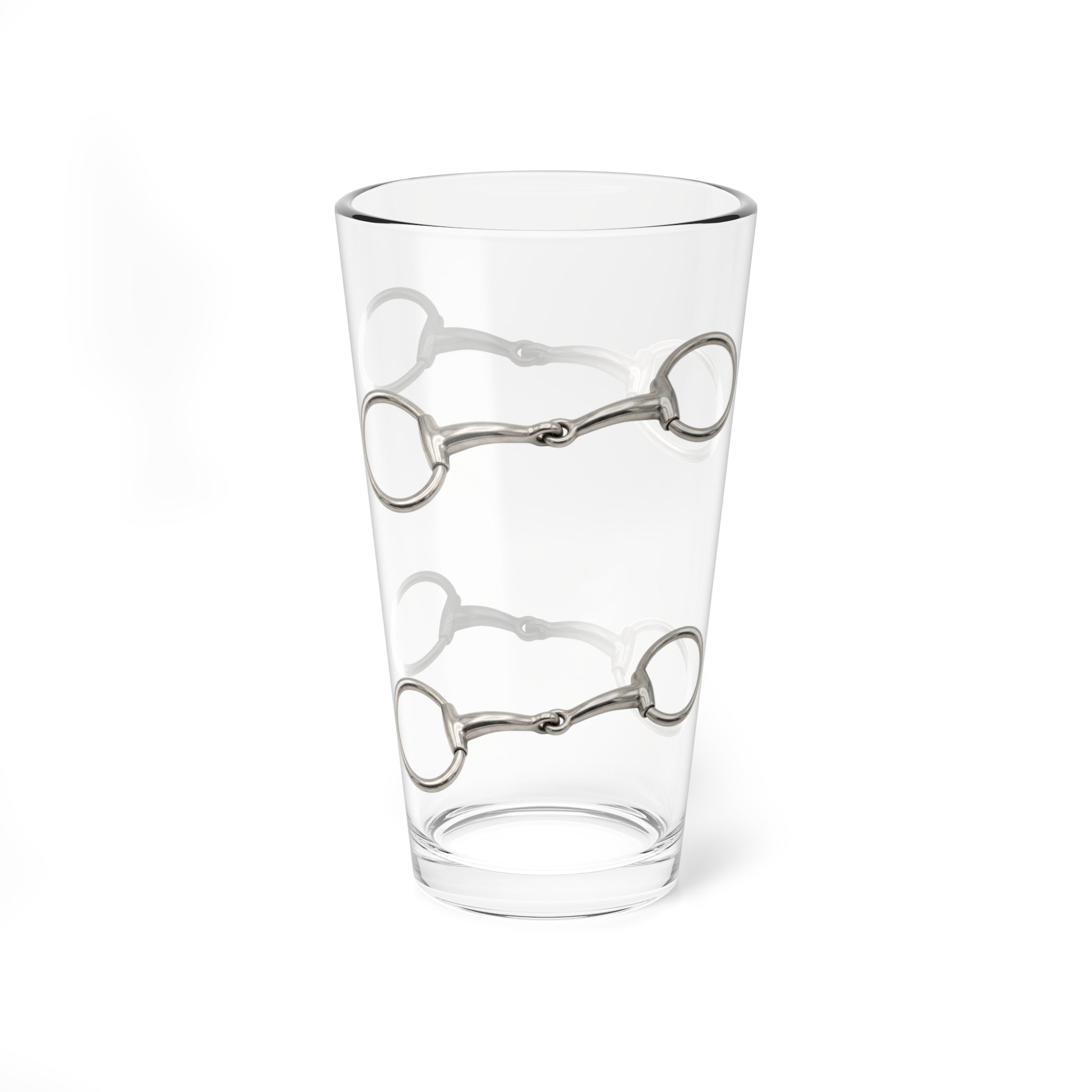 Silver Horsebit 16oz Mixing Glass — Elegant Cocktail Stirring Glass