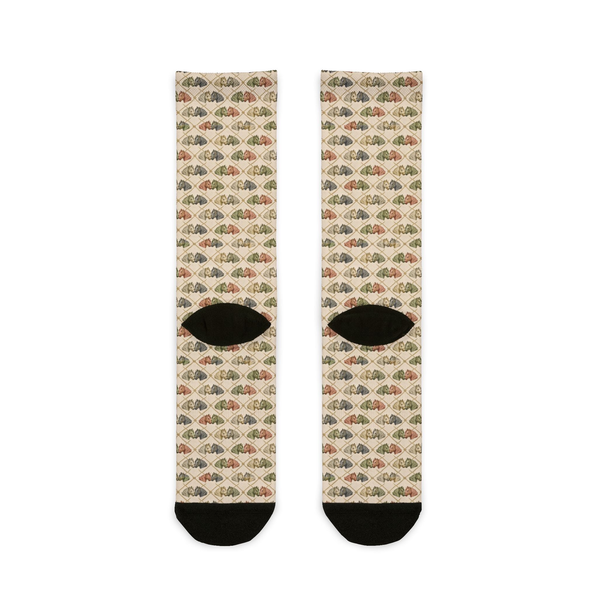 Elegant soft color equestrian print horse head sock design