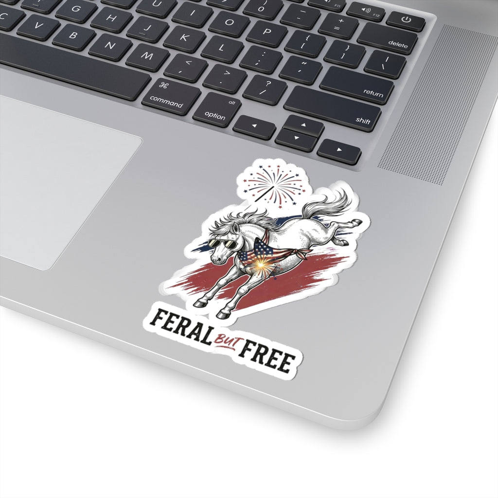 Feral But Free naughty pony sticker, kiss-cut vinyl sticker | witty mental exhaustion