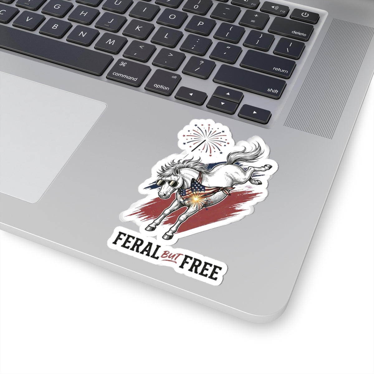 Feral But Free naughty pony sticker, kiss-cut vinyl sticker | witty mental exhaustion