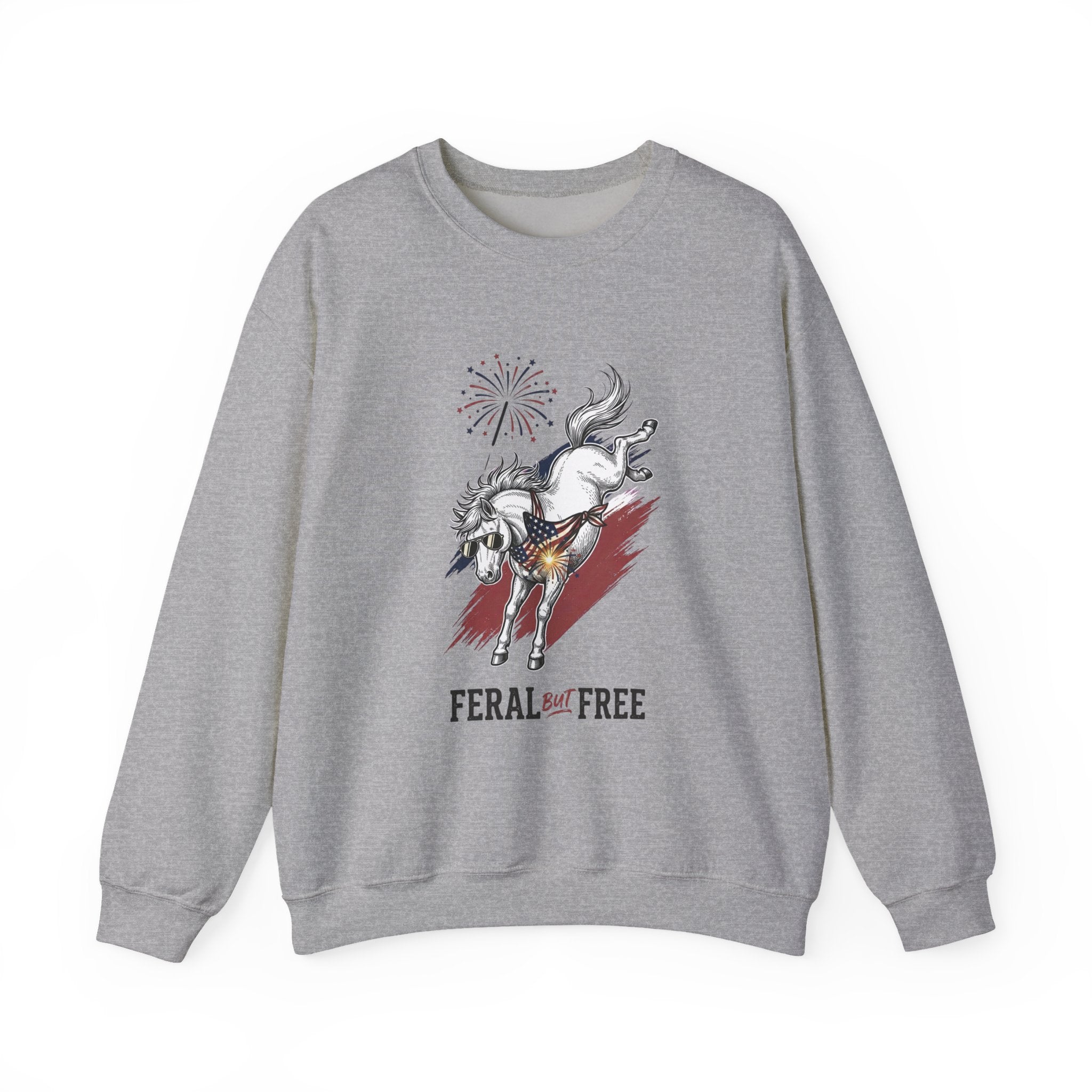 Feral but Free horse illustration Sweatshirt | quirky millennial humor