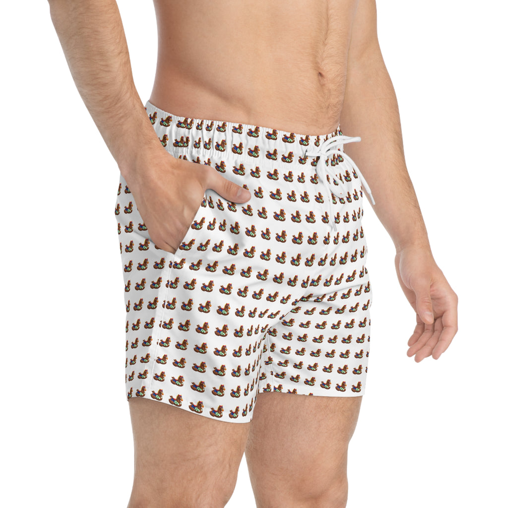 Men's Novelty Swim Trunks — Patterned racehorse  Floatie All-Over Print