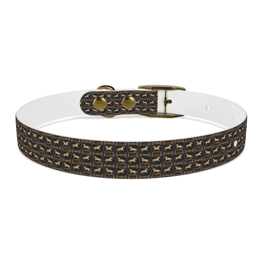 Navy Rich Red and Gold all over Horse Equestrian print dirt and waterproof collar