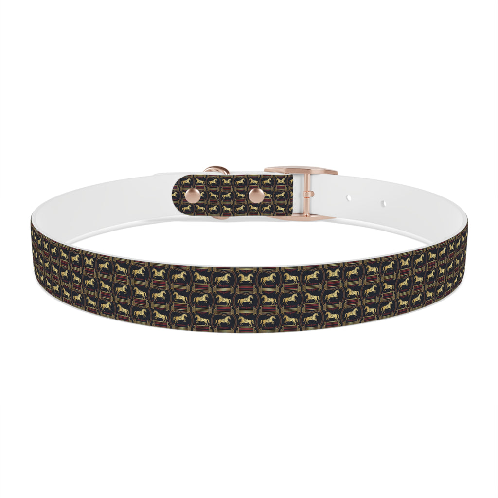 Navy Rich Red and Gold all over Horse Equestrian print dirt and waterproof collar