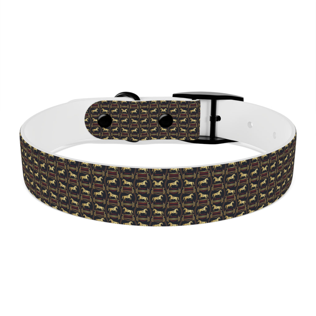 Navy Rich Red and Gold all over Horse Equestrian print dirt and waterproof collar