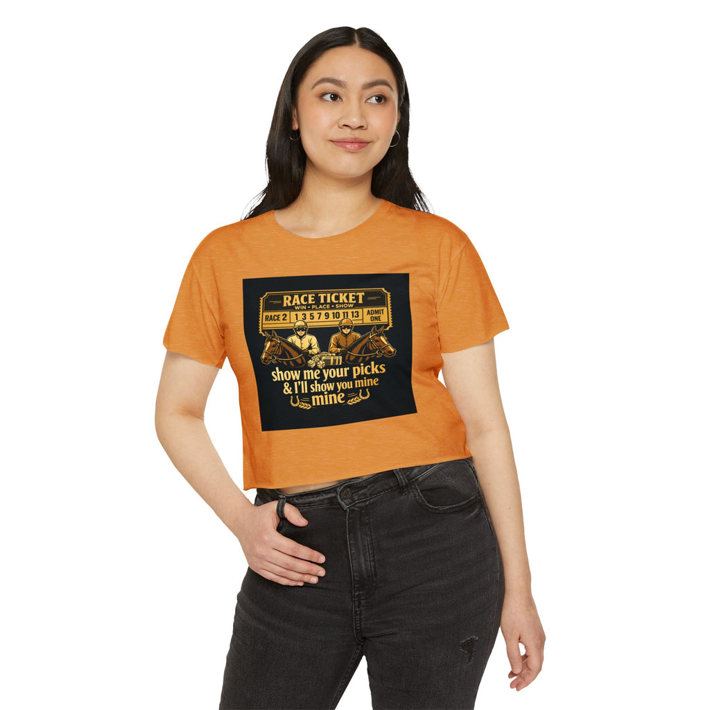 Race Ticket Crop Top — 'Show Me Your Picks & I'll Show You Mine' Horse Racing Tee