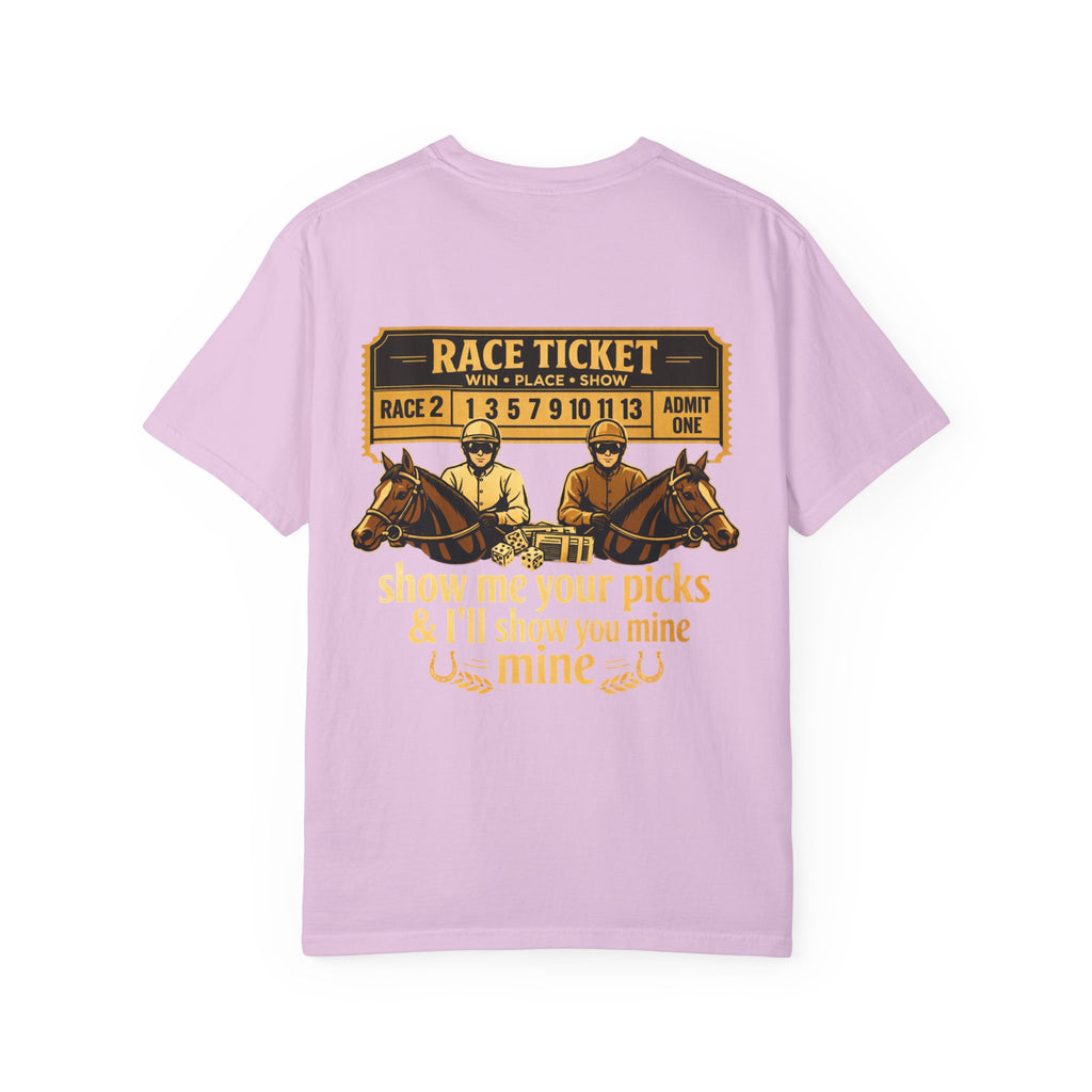 Horse Racing T-Shirt — "Show Me Your Picks" Vintage Race Ticket Design