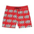 Red horse racing Print Swim Shorts — Men's Mid-Length Beach Trunks