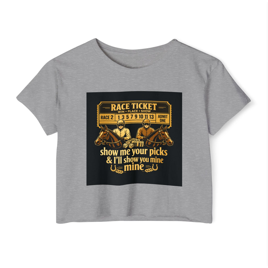 Race Ticket Crop Top — 'Show Me Your Picks & I'll Show You Mine' Horse Racing Tee