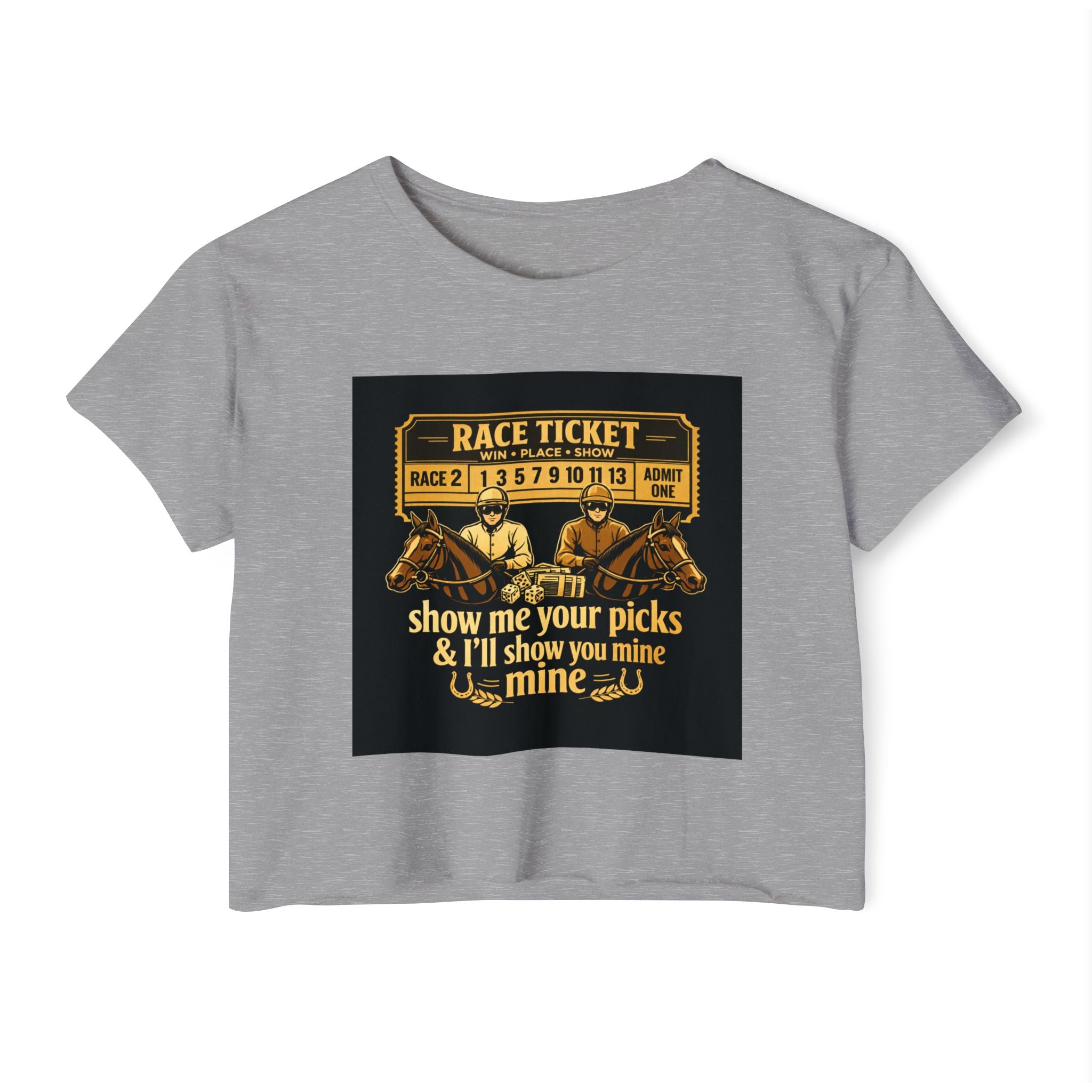 Race Ticket Crop Top — 'Show Me Your Picks & I'll Show You Mine' Horse Racing Tee