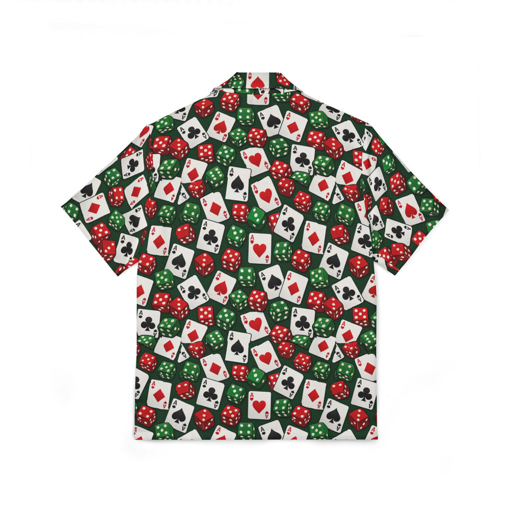 Casino Poker Chips and Cards Hawaiian Shirt with racehorse placket
