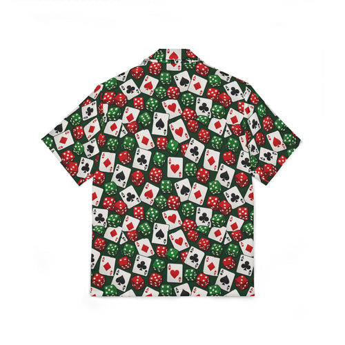 Casino Poker Chips and Cards Hawaiian Shirt with racehorse placket