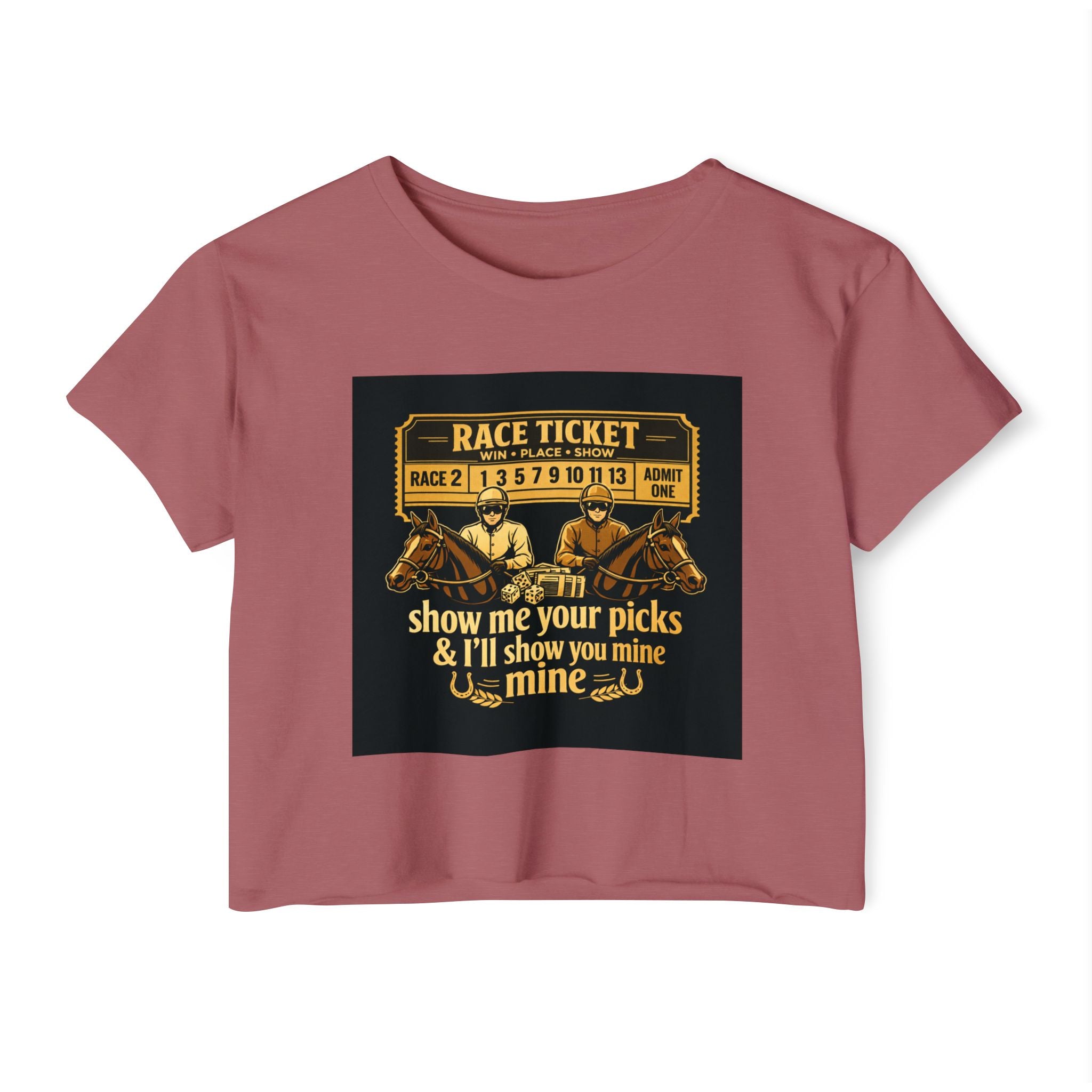 Race Ticket Crop Top — 'Show Me Your Picks & I'll Show You Mine' Horse Racing Tee