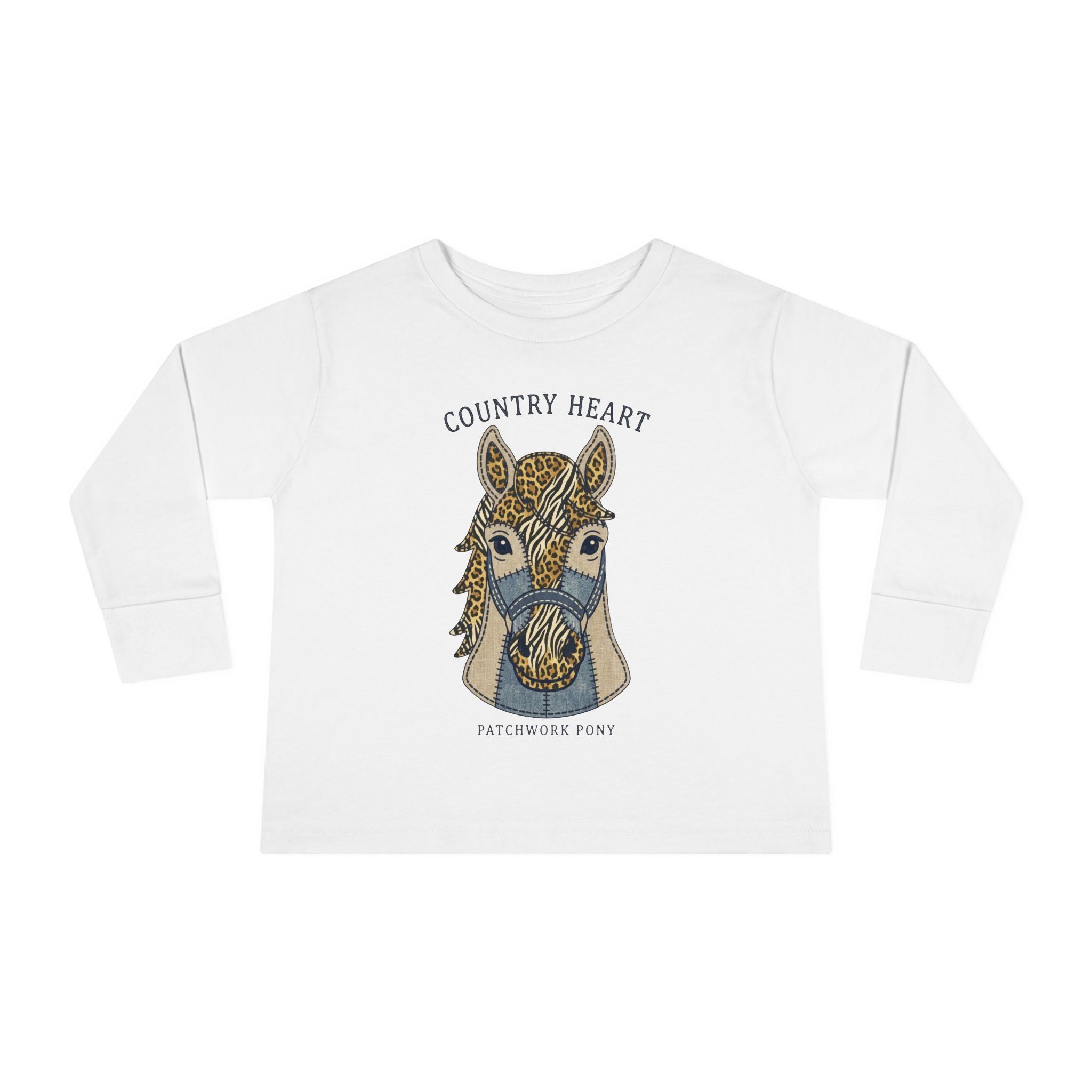 Toddler Long Sleeve Tee — 'Country Heart' Horse Graphic Shirt for Kids