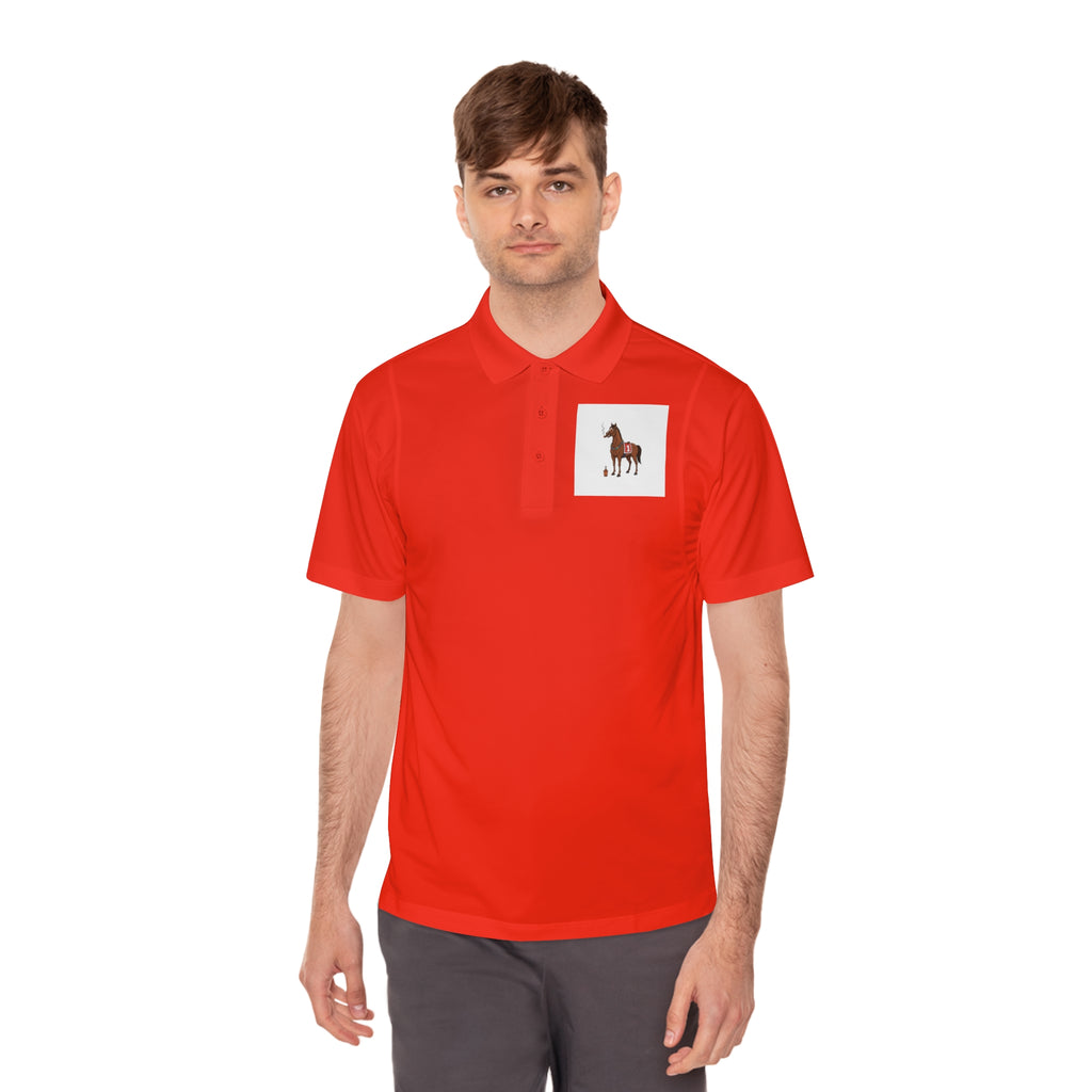 Horse Racing Polo Shirt — Vintage Jockey Saddle & Racing Horse Design
