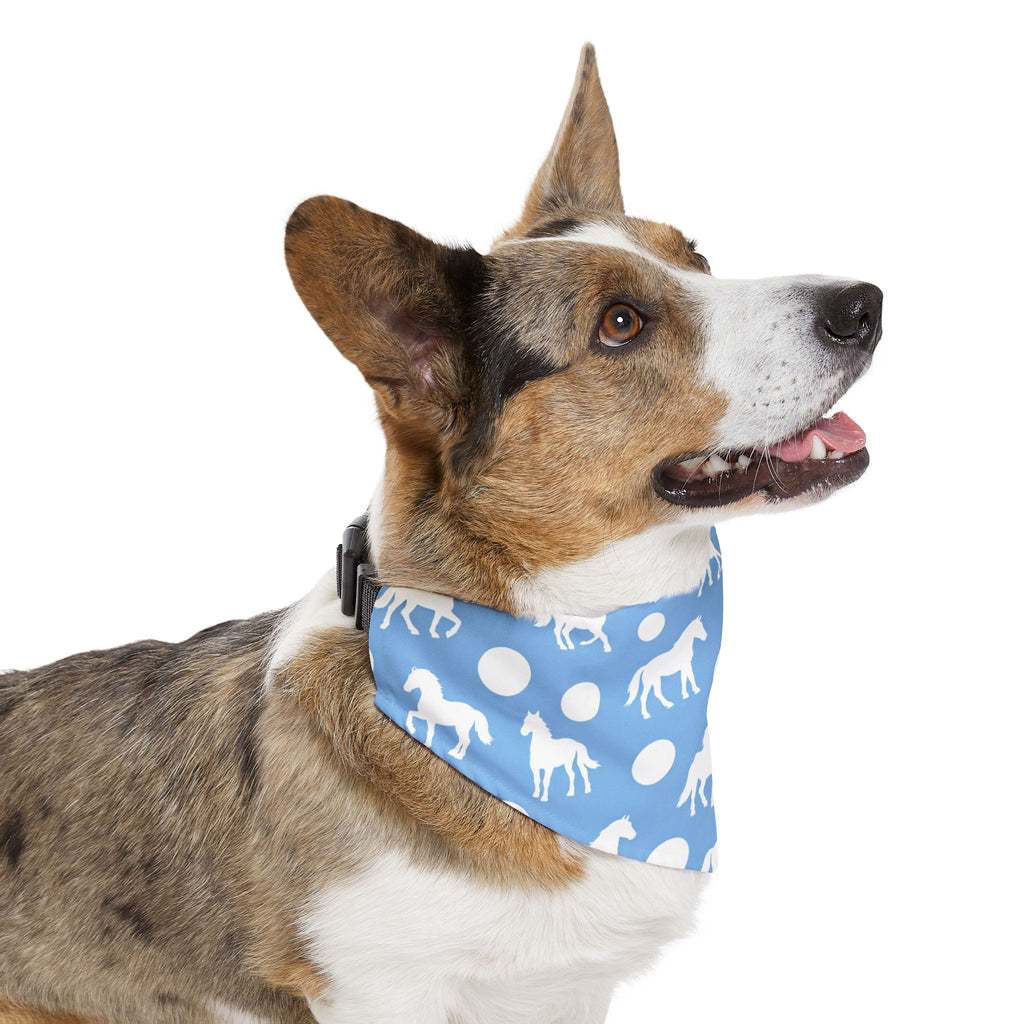 Baby Blue Horse Print Pet Bandana Collar — Cute Equestrian Dog Scarf