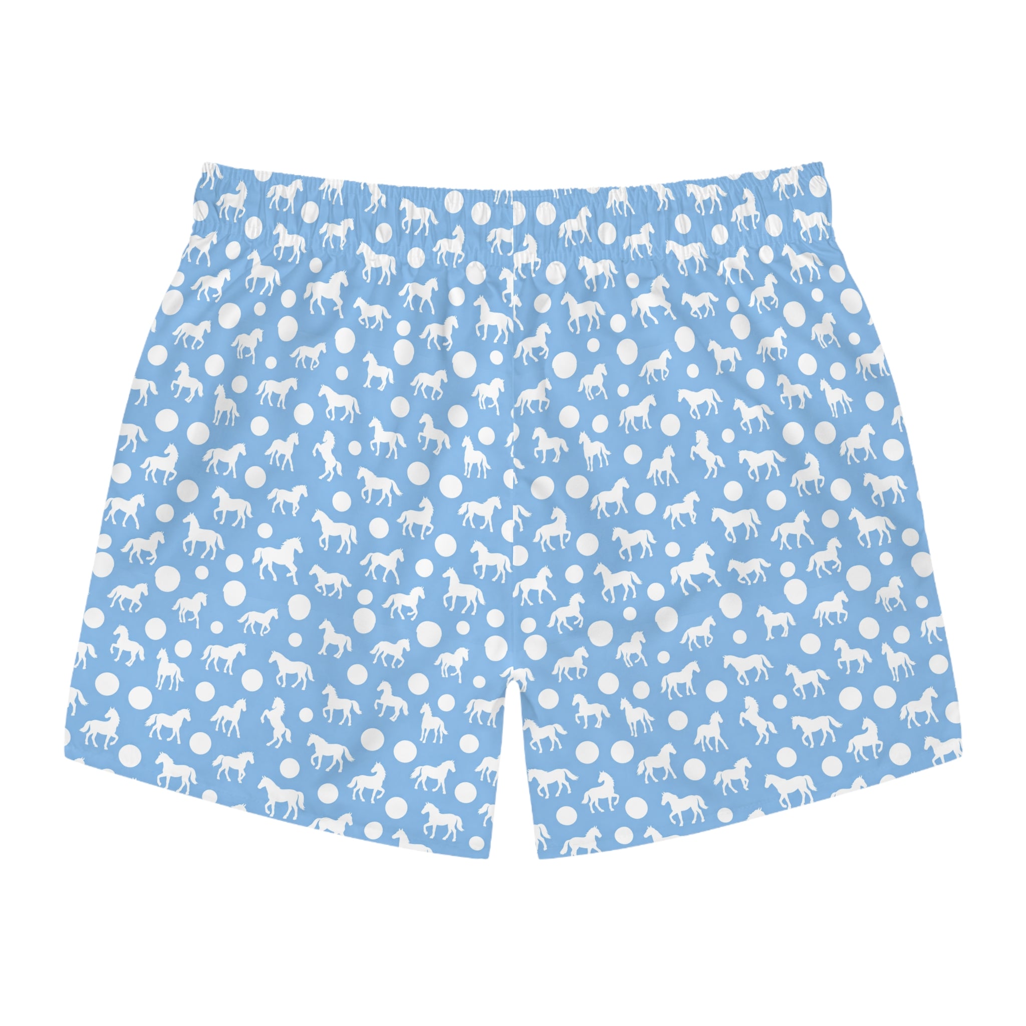 Blue Horse Print Swim Trunks