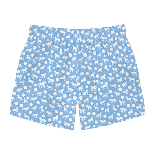Blue Horse Print Swim Trunks