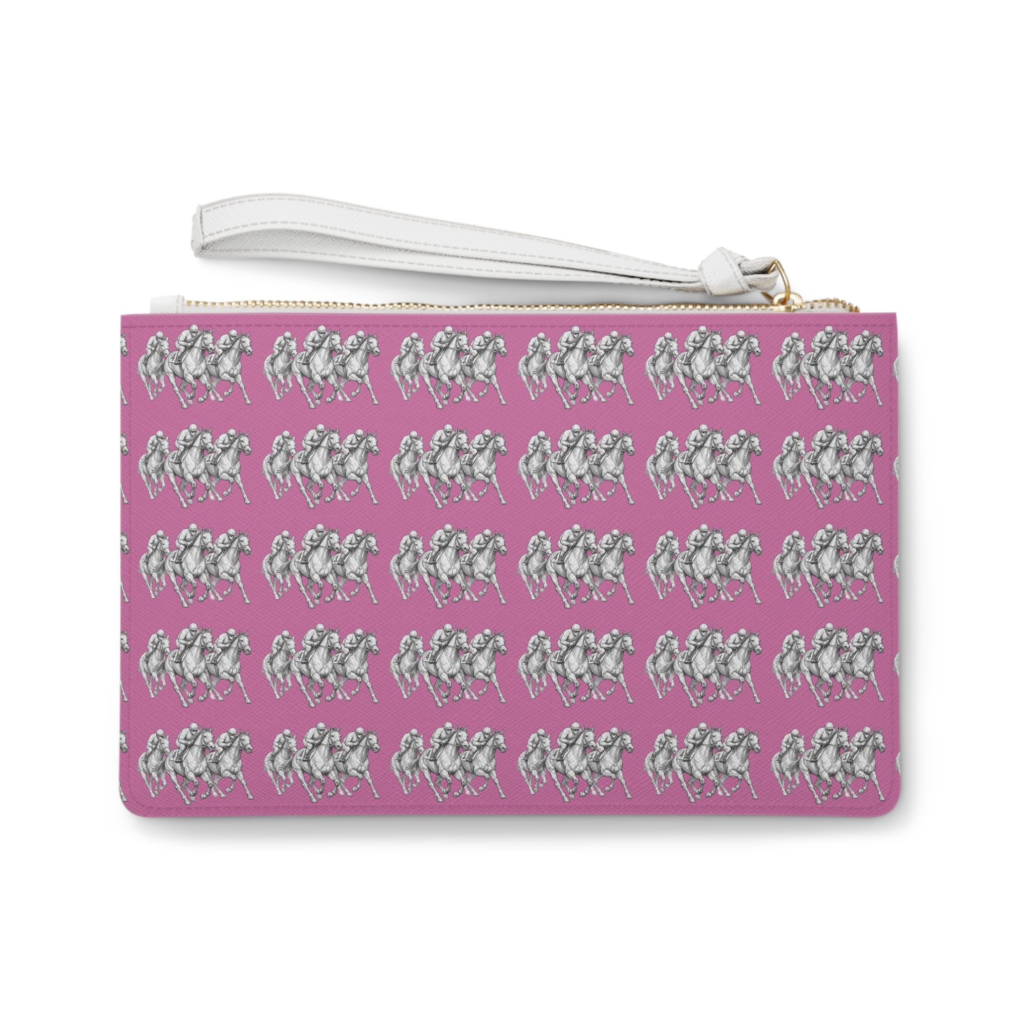 Pink Floral Horse Clutch Bag — Equestrian Pattern Wristlet