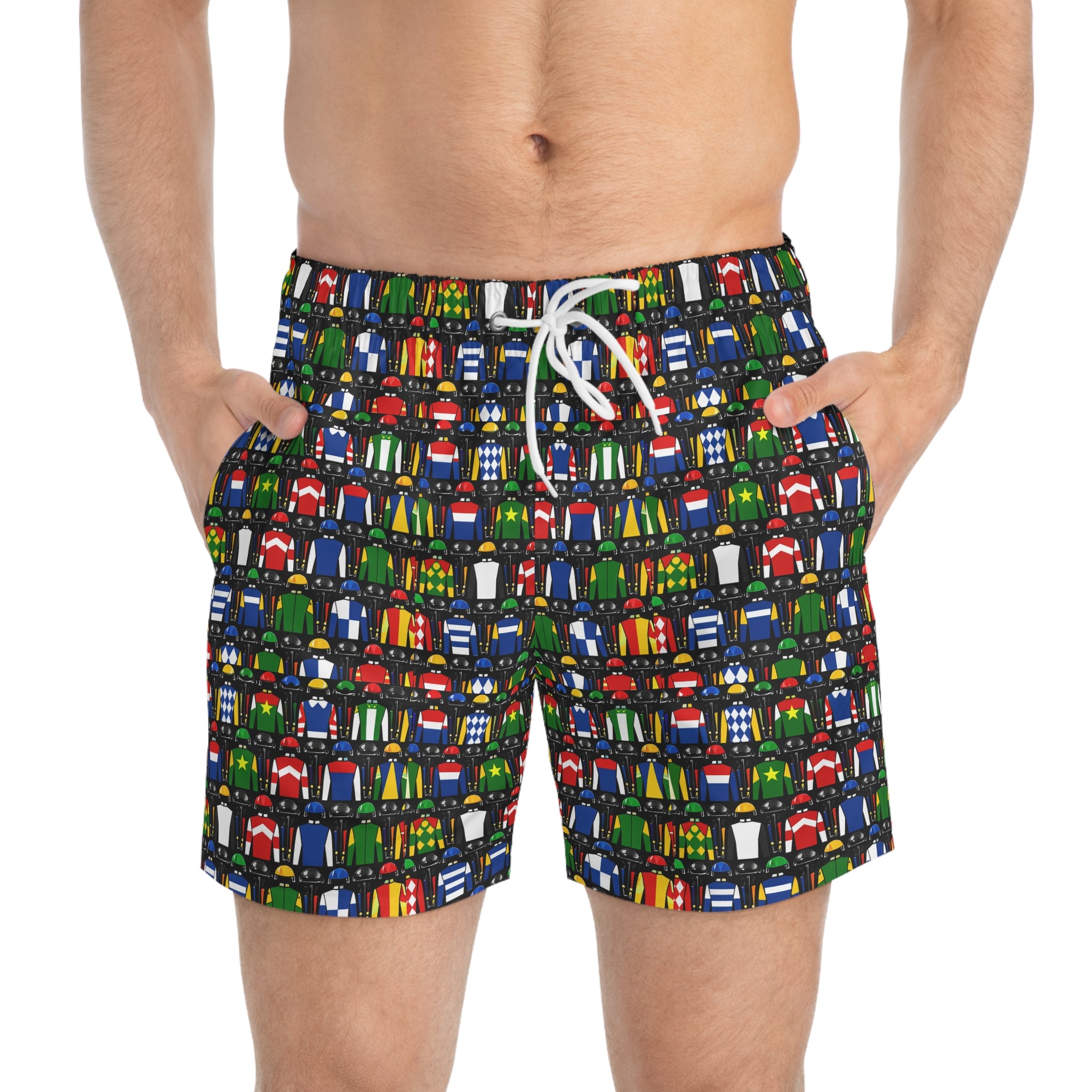 Racehorse Jockey Pattern Swim Trunks