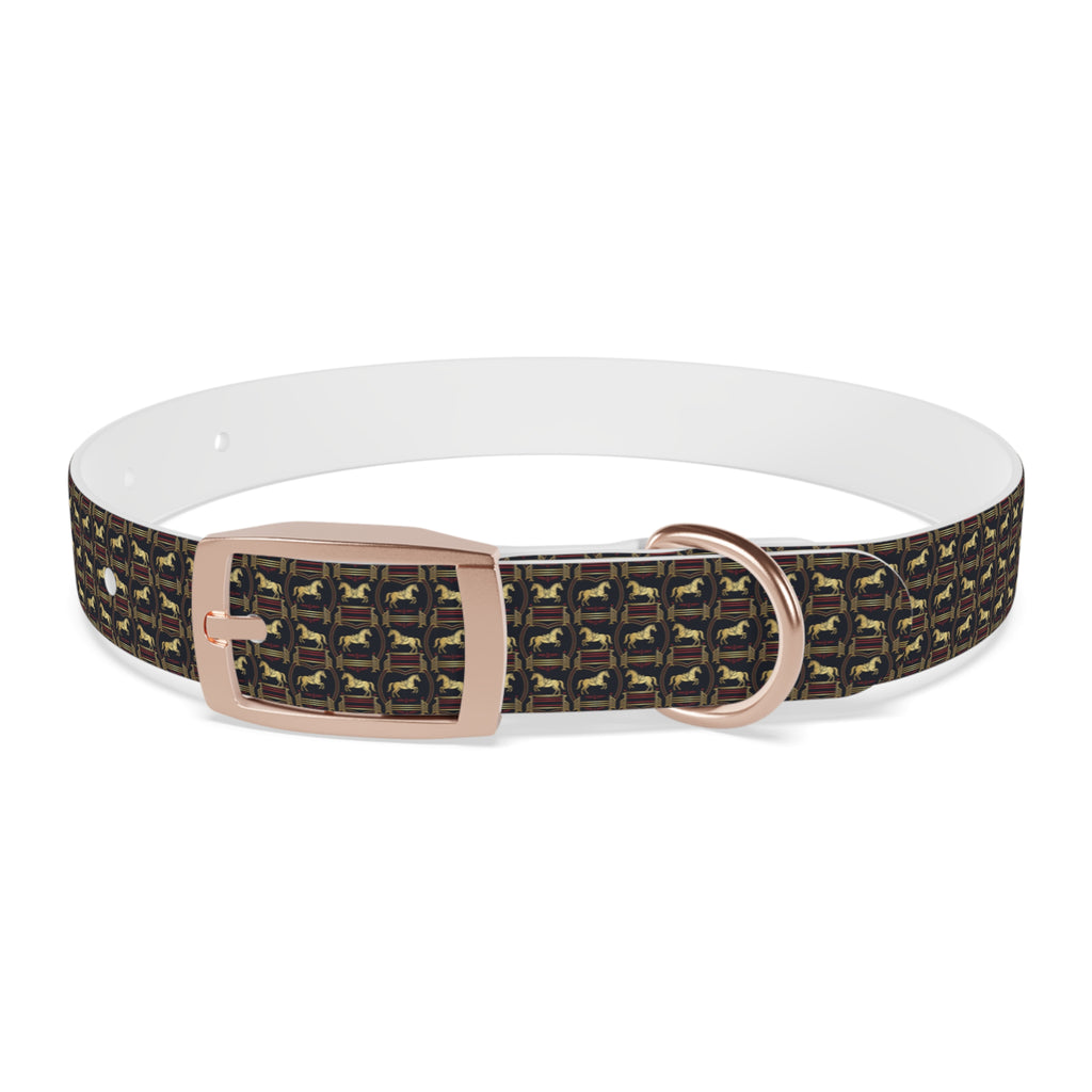 Navy Rich Red and Gold all over Horse Equestrian print dirt and waterproof collar