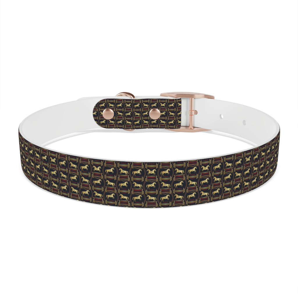 Navy Rich Red and Gold all over Horse Equestrian print dirt and waterproof collar