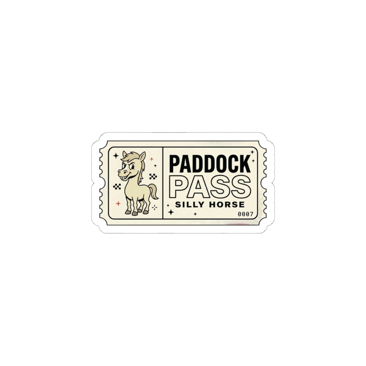 Paddock Pass Silly Horse Sticker | Racing Meme, Motorsport Decal