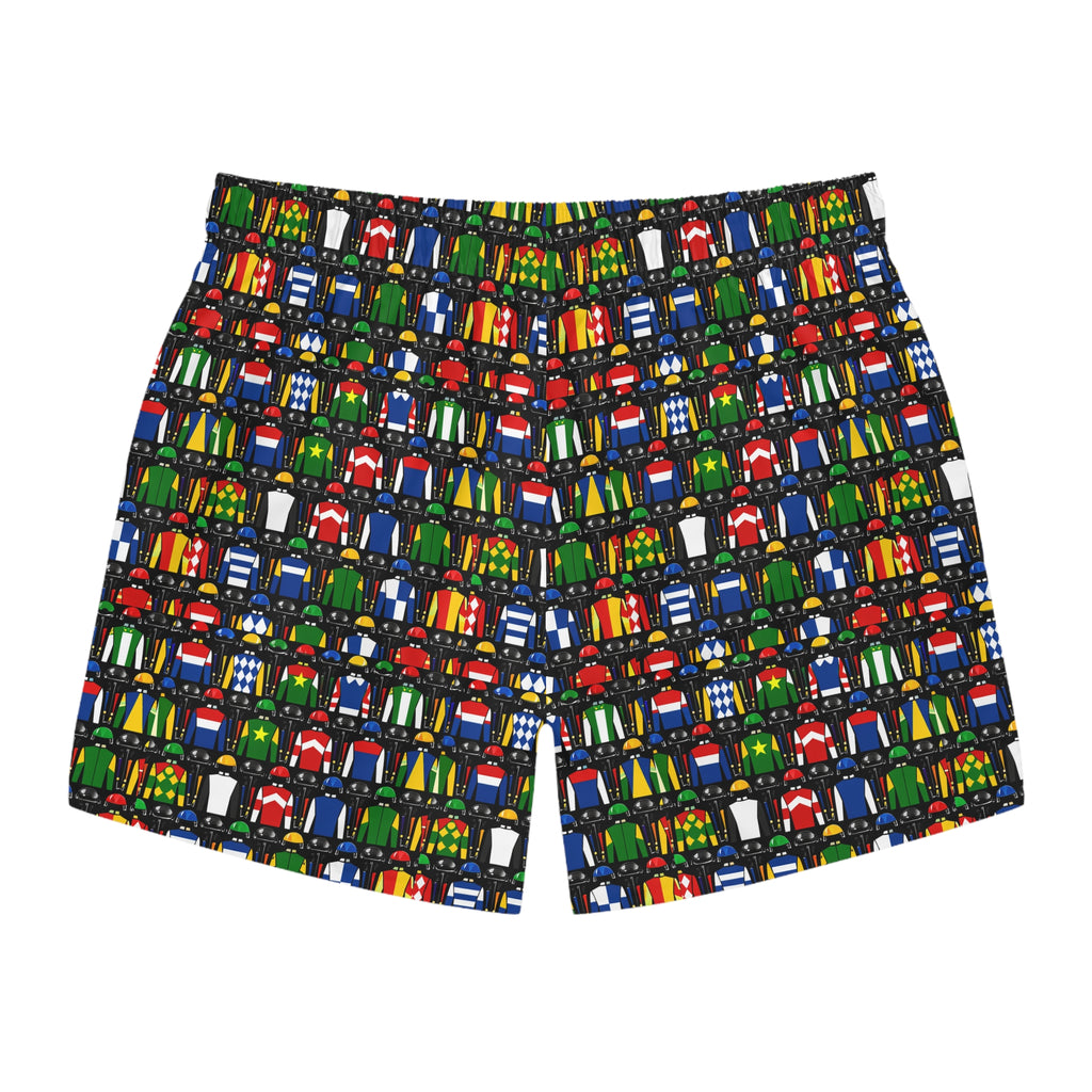 Racehorse Jockey Pattern Swim Trunks